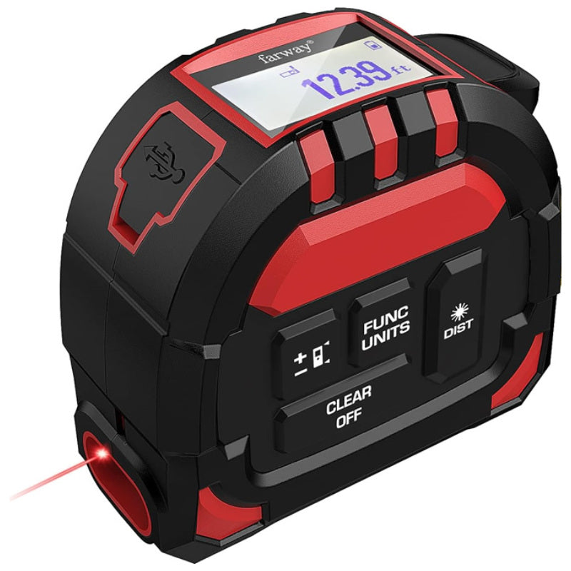 Digital Laser Tape Measure 40M + Built-in 5M Manual Tape