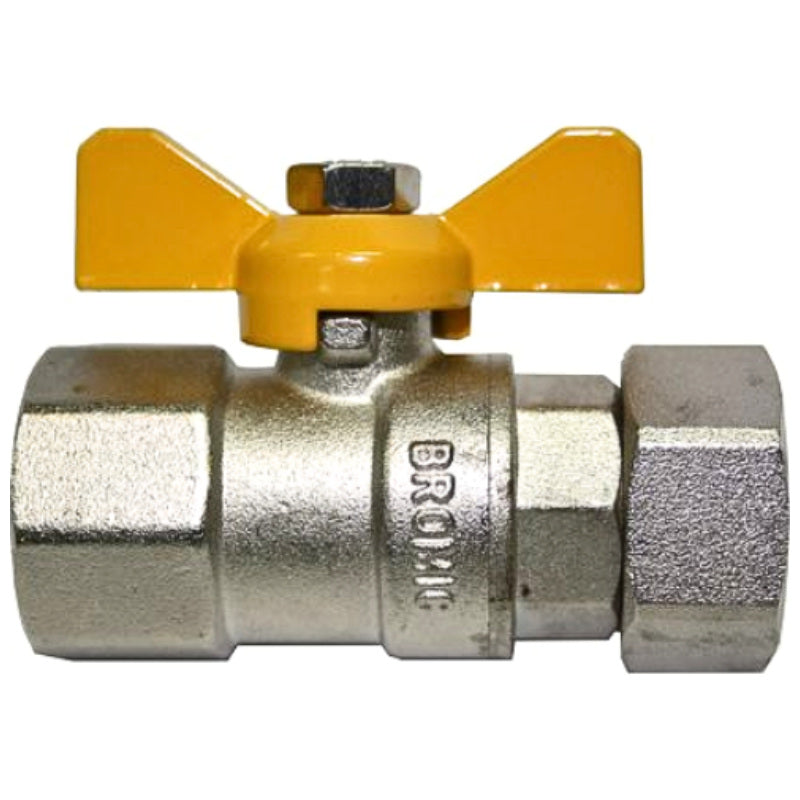 Bromic Ball Valve Gas RP3/4 x G3/4 Nut Nickel PL B Hand