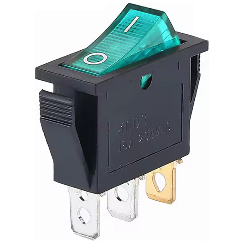 Green Illuminated Rocker Switch – SPST 15A 250V