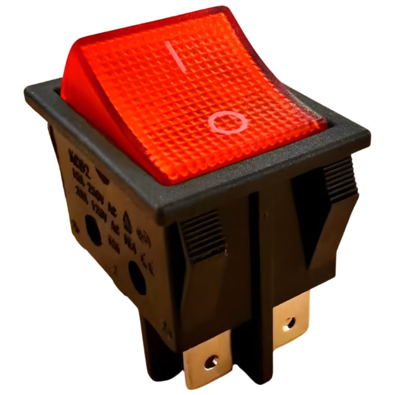 Red Illuminated Rocker Switch – DPST 16A 250V (21mm x 28mm Cutout)
