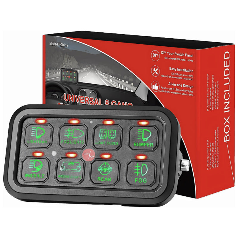 8 Gang Switch Panel Electronic Relay System, Green LED