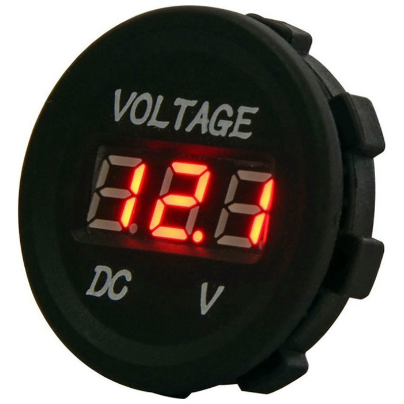 Red LED Digital Voltmeter 5–48V DC (Round Panel Mount)