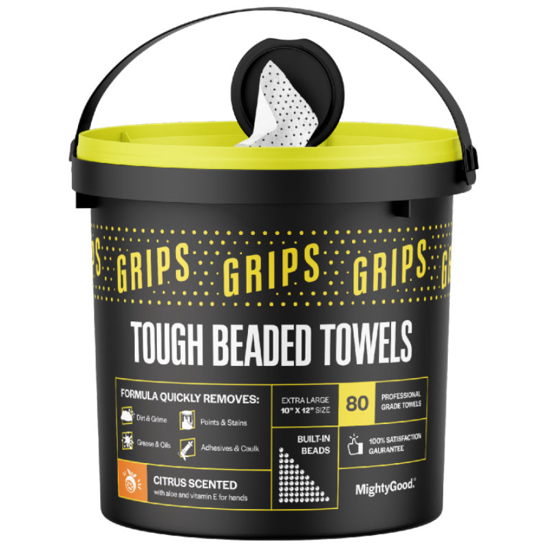 Grips Tough Beaded Towels Citrus Scented – 80 Per Tub