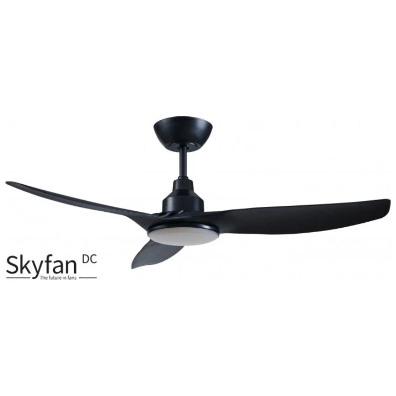 Skyfan 3-Blade DC Ceiling Fan Black 1200mm with 20W 5‑Step Dimming LED Light