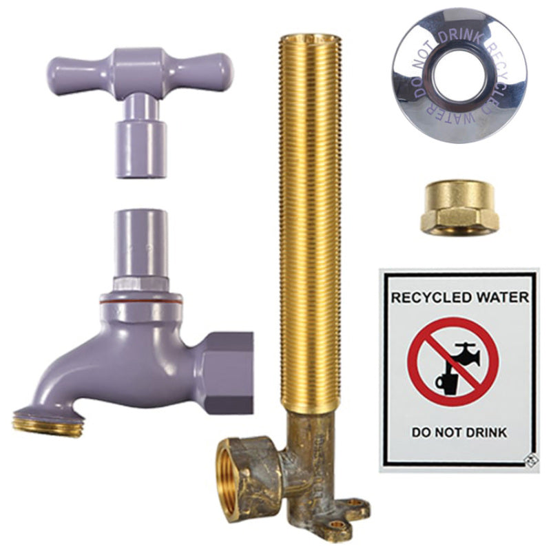 Metforge Lilac Hose Tap Recycled Water Kit with Elbow 18mm