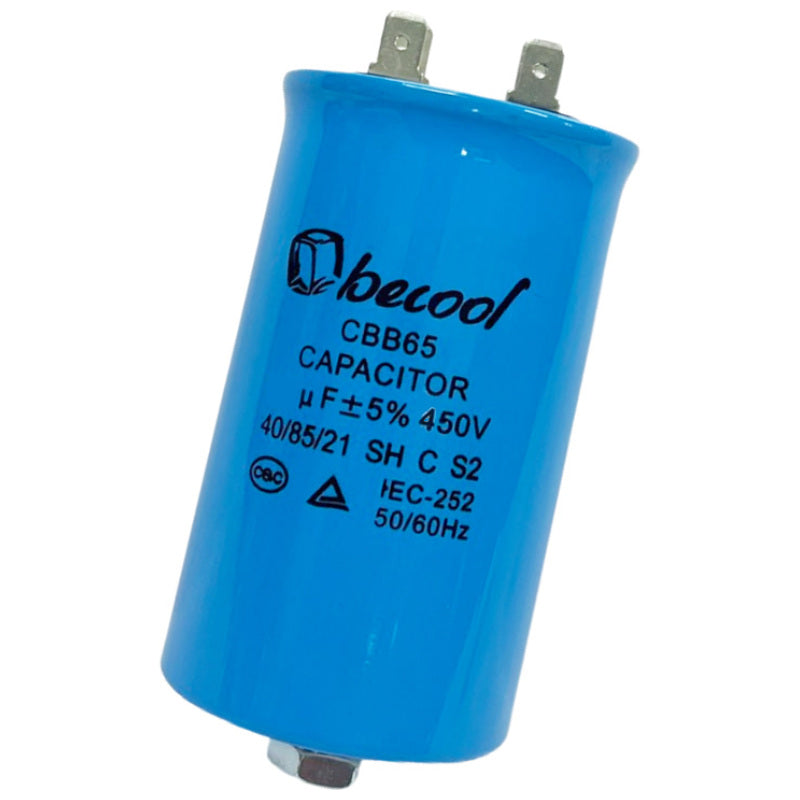 Capacitor 8uF 450V AC 55mm x 40mm Metal with Stud (M8)