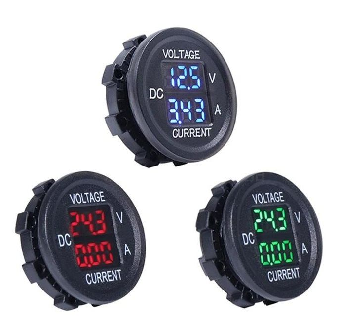Red Voltmeter/Ammeter and Standard Nut, 5-48V/0-10A