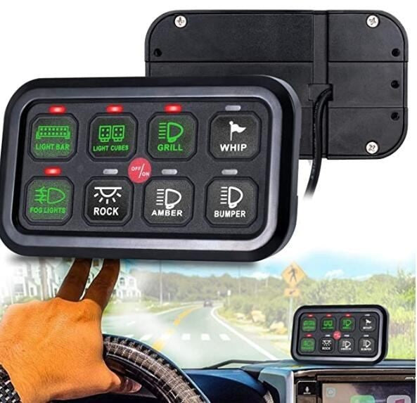 8 Gang Switch Panel Electronic Relay System, Green LED