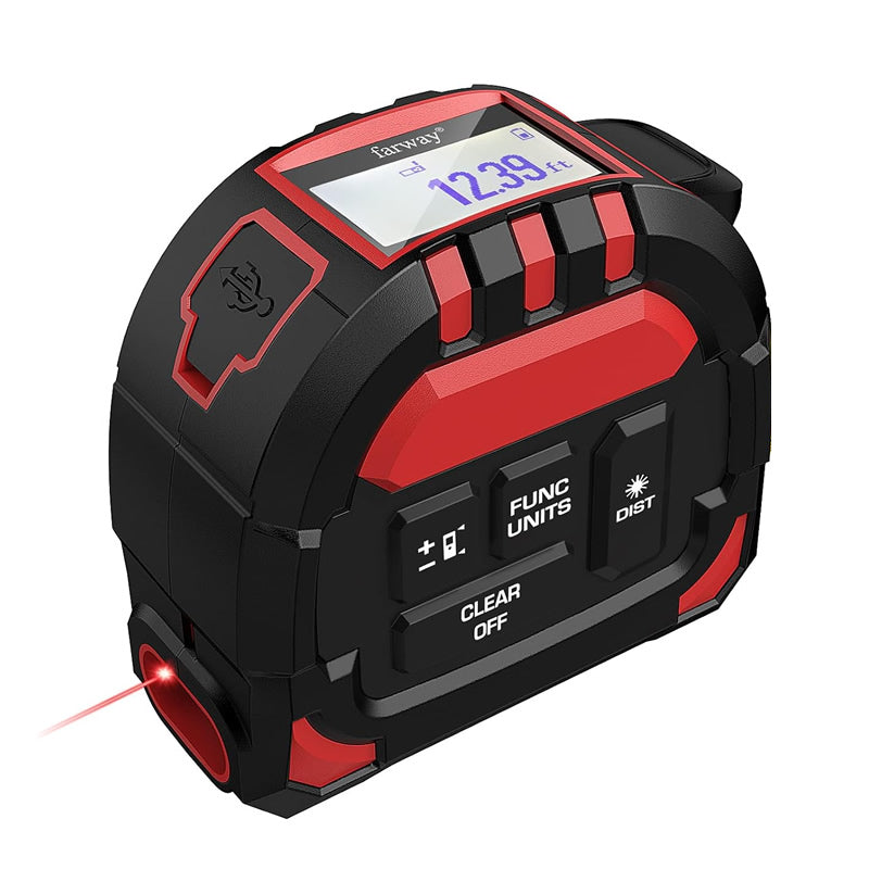 Digital Laser Tape Measure 40M + Built-in 5M Manual Tape