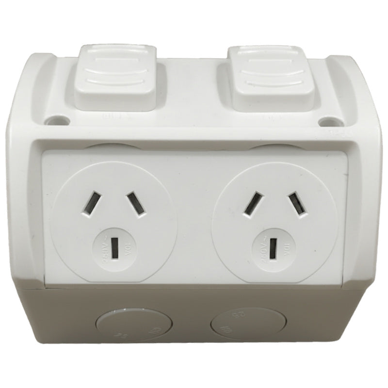 Weatherproof Double Power Outlet (GPO) 240V 10A IP53