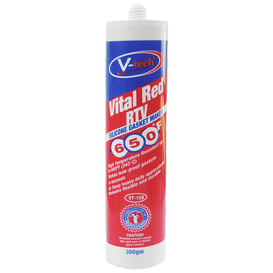 V-Tech Gasket Maker Vital Red 650'F RTV 300ml