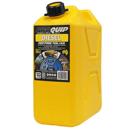 10L Plastic Fast Pour Fuel Can – Diesel Yellow