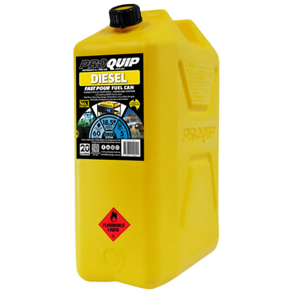 20L Plastic Fast Pour Fuel Can – Diesel Yellow