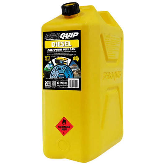 20L Plastic Fast Pour Fuel Can – Diesel Yellow