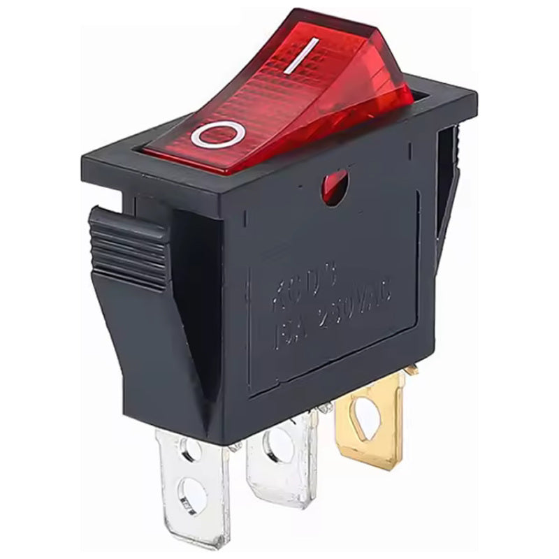 Red Illuminated Rocker Switch – SPST 15A 250V