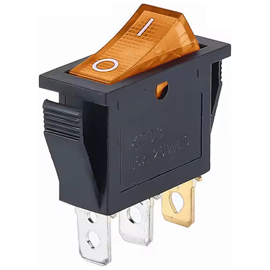 Amber Illuminated Rocker Switch – SPST 15A 250V