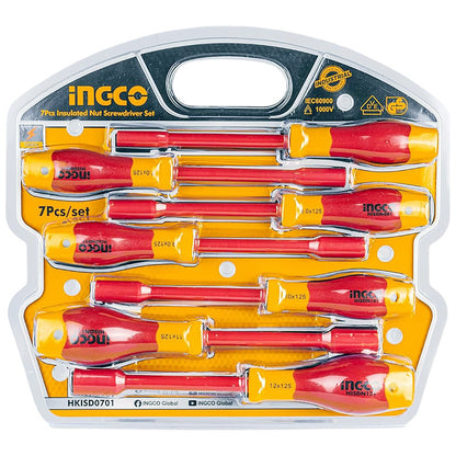 VDE-Certified 1000V Insulated Nut Screwdriver Set 7 Piece