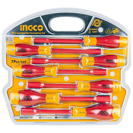 VDE-Certified 1000V Insulated Nut Screwdriver Set 7 Piece
