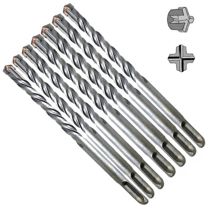 SDS Plus 7-Piece Masonry 4-Head Twin Flute Drill Bit Set – 160mm (5-14mm)