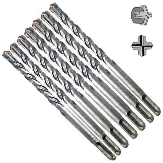 SDS Plus 7-Piece Masonry 4-Head Twin Flute Drill Bit Set – 160mm (5-14mm)