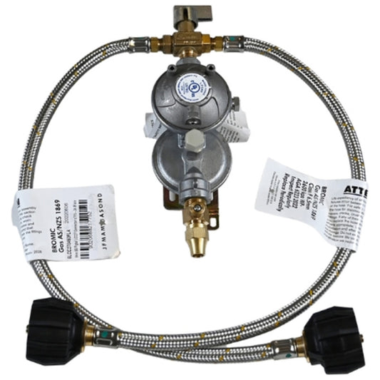 Manual Changeover LPG Regulator Kit – LCC27 Pigtails + 5/16 SAE Adaptor (Caravan & RV)