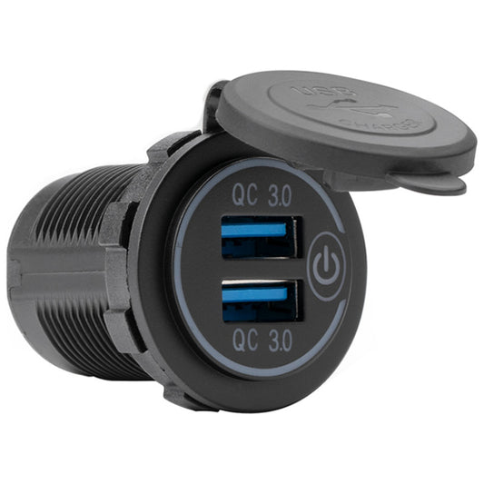 Dual USB Car Quick Charger Socket 12-24V 7.2A – LED Power Switch
