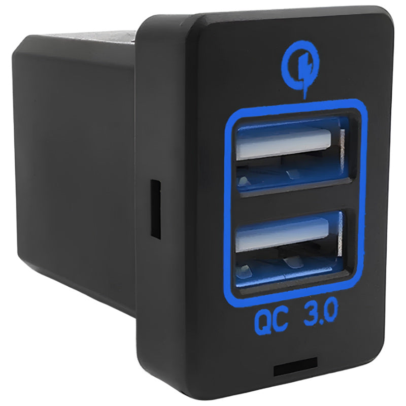 Quick Charge 3.0 USB Socket Charger Power Outlet Blue LED – Suits Toyota