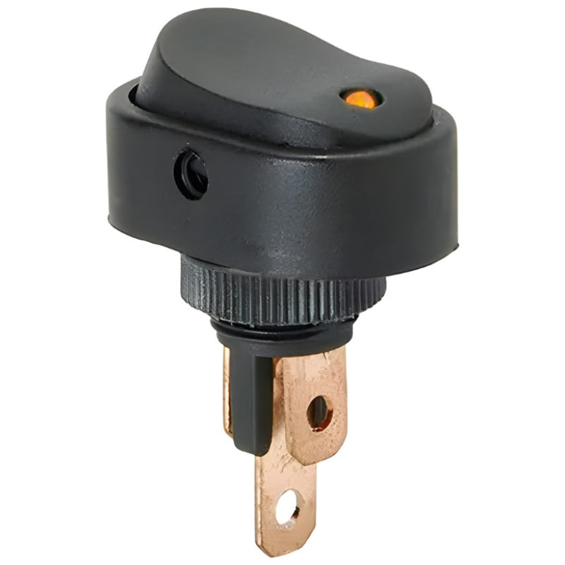 Amber Illuminated Oval LED Rocker Switch – SPST 20A 12VDC