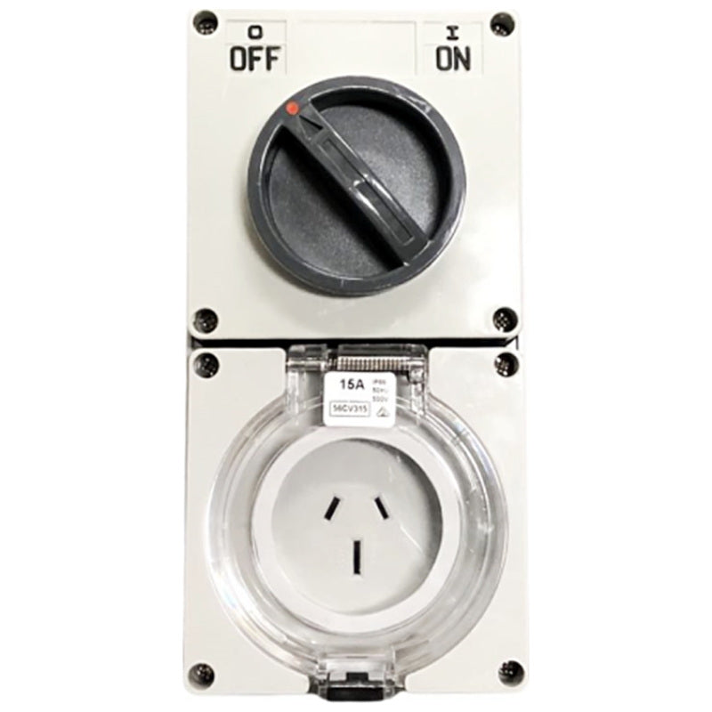 Single Phase 3 Flat Pin Combo Switch and Socket 15A IP66