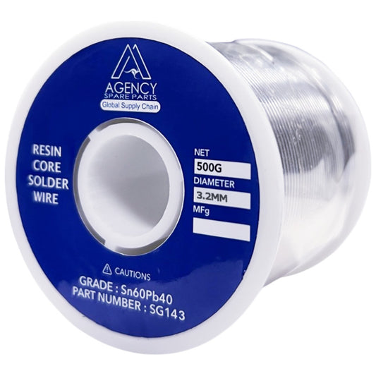 60/40 Electrical Resin Core Solder Wire 3.2mm - 500g Spool
