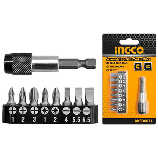 Screwdriver Bit Set with Magnetic Holder 9-Piece S2 Steel