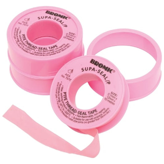 Supa-Seal Pink PTFE Thread Seal Tape 0.1x12mm - 10M Roll