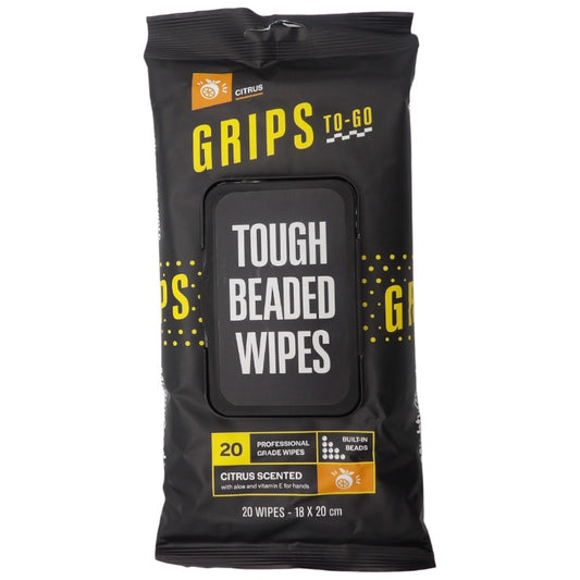 Grips To-Go Tough Beaded Wipes Citrus Scented – 20 Pack