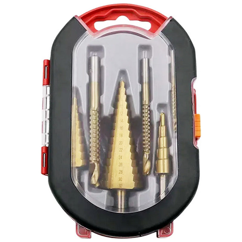6-Piece Titanium-Cobalt M35 Step Drill & Serrated Bit Set (Heavy-duty Metal & Timber)
