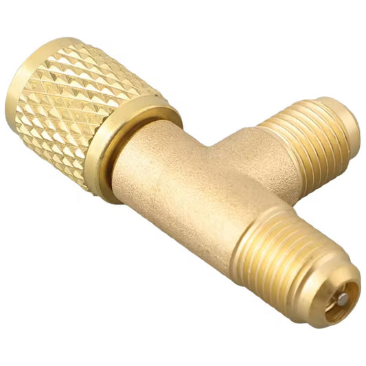Quick Coupler T-Valve Core Adapter 1/4 SAE for R22 R12 R134 Refrigerant Lines