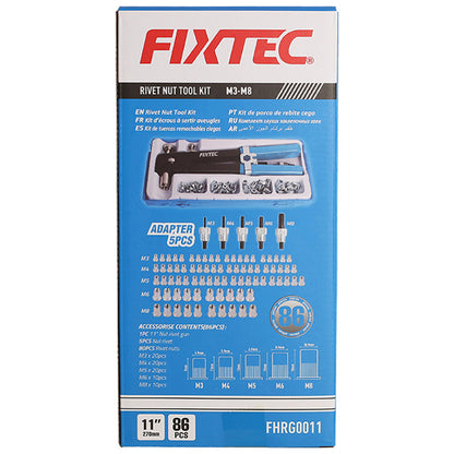 Manual 11" Pop Riveter Kit with 86-Piece Nut Rivets & Mandrels