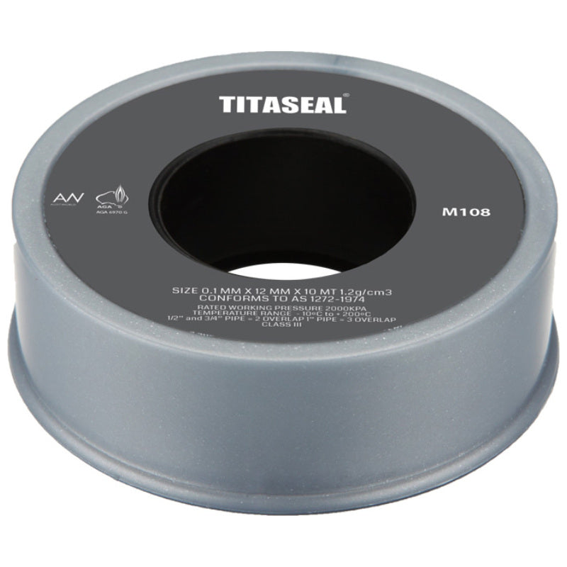 Titaseal Grey PTFE Tape for Water & Gas 12mm - 10M Roll