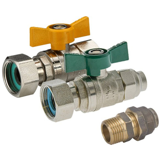 Swivel Nut Ball Valve Kit FI End 20mm MI x 20mm FL Union (Lead Free)