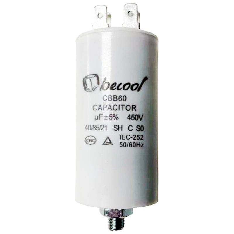 Capacitor 2uF 450V AC 61mm x 31mm Plastic with Stud (M8)