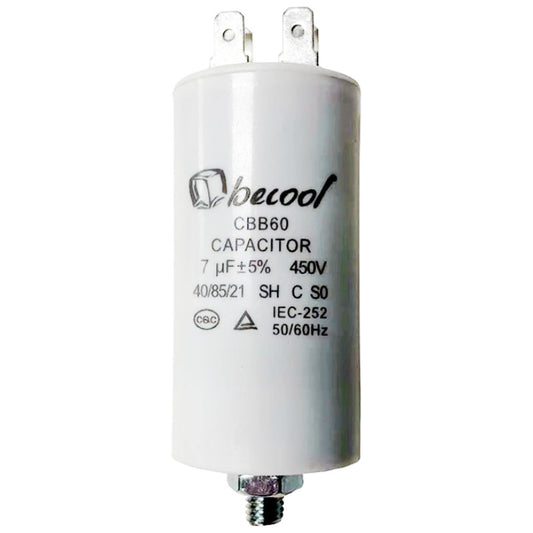 Capacitor 7uF 450V AC 63mm x 33mm Plastic with Stud (M8)