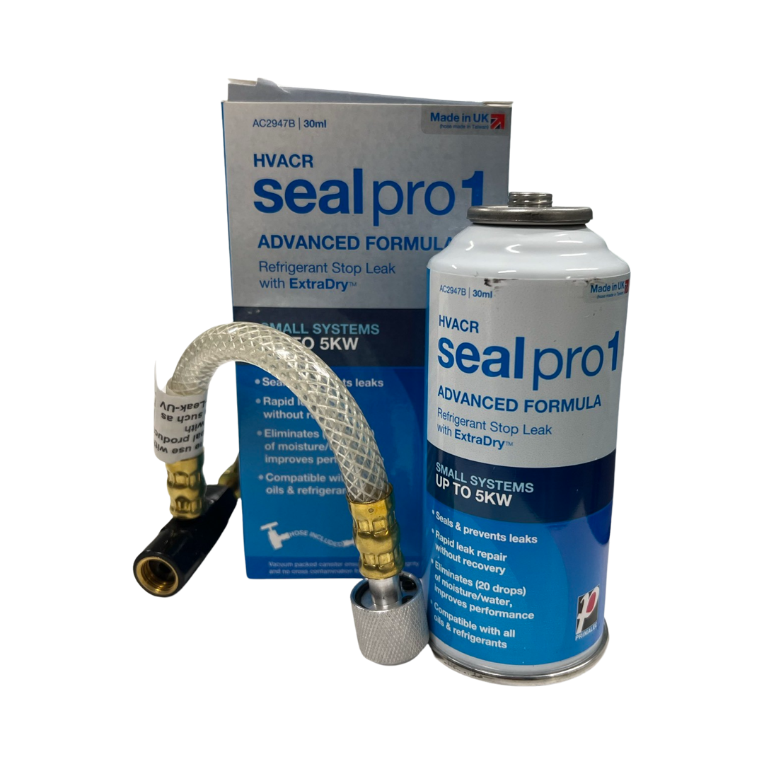 SEAL PRO 1 ADVANCED: seals leaks in residential refrigerators / freezers and air conditioners. Includes disposable connector hose. Compatible with all refrigerants & lubricants Systems up to 5.2 kW.