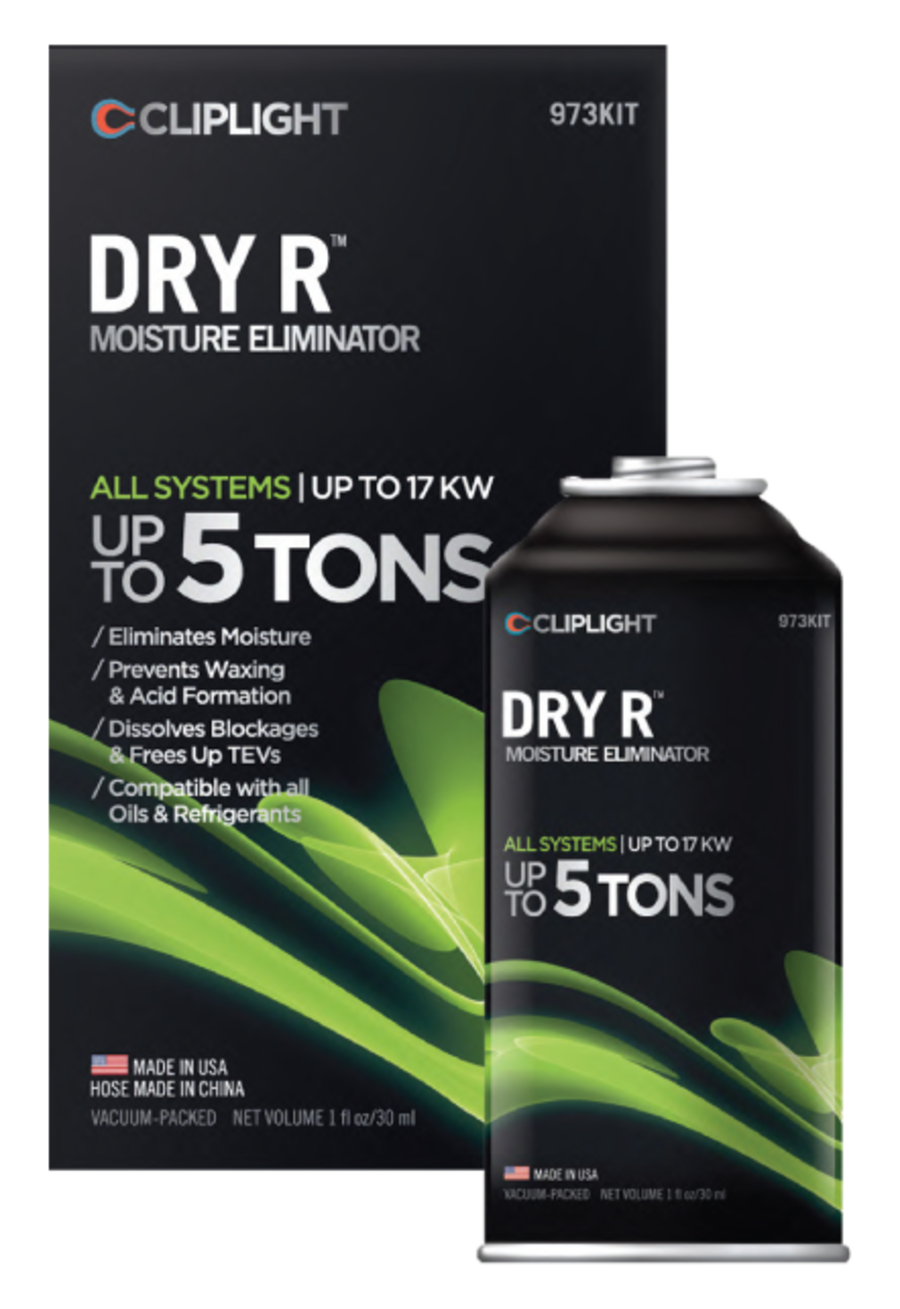 DRY R ª eliminates moisture & prevents acid formation. Is compatible with all refrigerants & oils and increases drier efficiency. 1 can eliminates up to 3 ml water