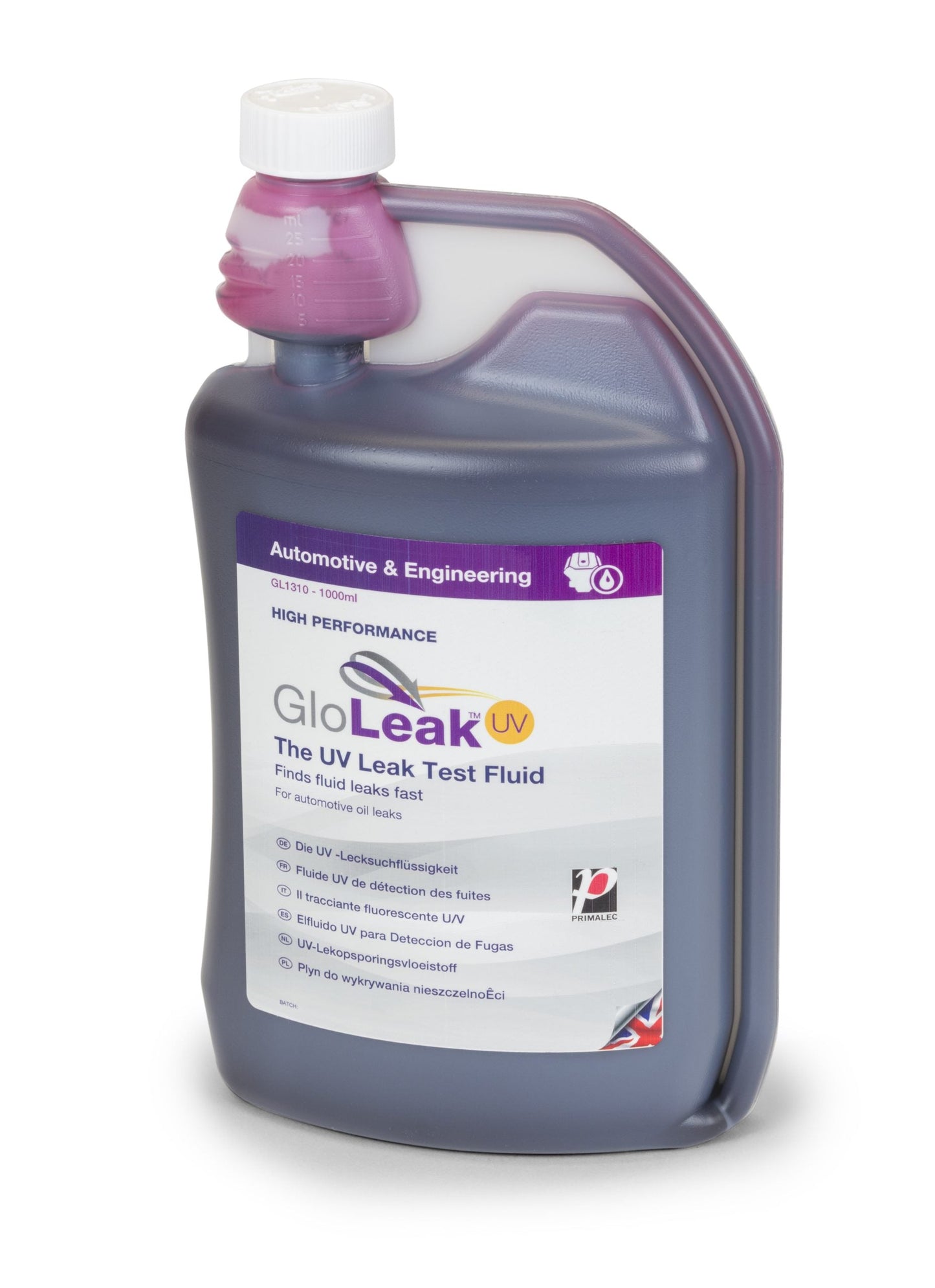 All purpose engine oil / transmission /hydraulic / power steering / fuel system UV leak detection additive. (20 ml to 5.00 L) crankcase oil. 250 ml bottle