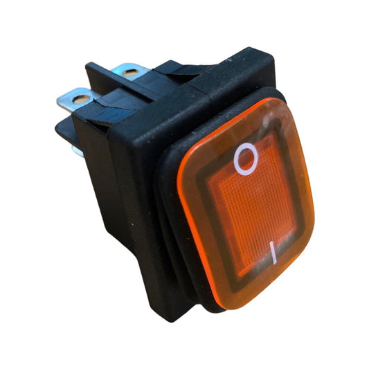 DPST AMBER ILLUM ROCKER SWITCH 16A@250V opening size 21mm x 28mm
