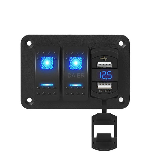 3 Position Marine Switch Panel, BLUE LED