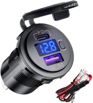 Type C+QC3.0 USB Socket with DC Voletmeter and Switch Control ,Dust Cover, BLUE LED