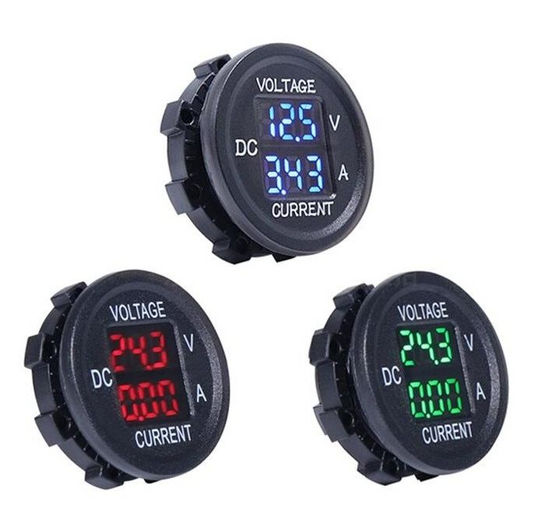 Red Voltmeter/Ammeter and Standard Nut, 5-48V/0-10A