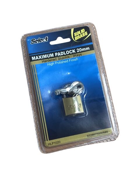 Select Padlock Maximum Brass 20mm CD1