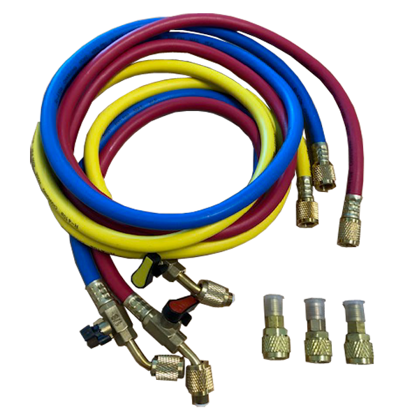 Charging hose (ball valve) R410a, 3x60" with 2 adapters